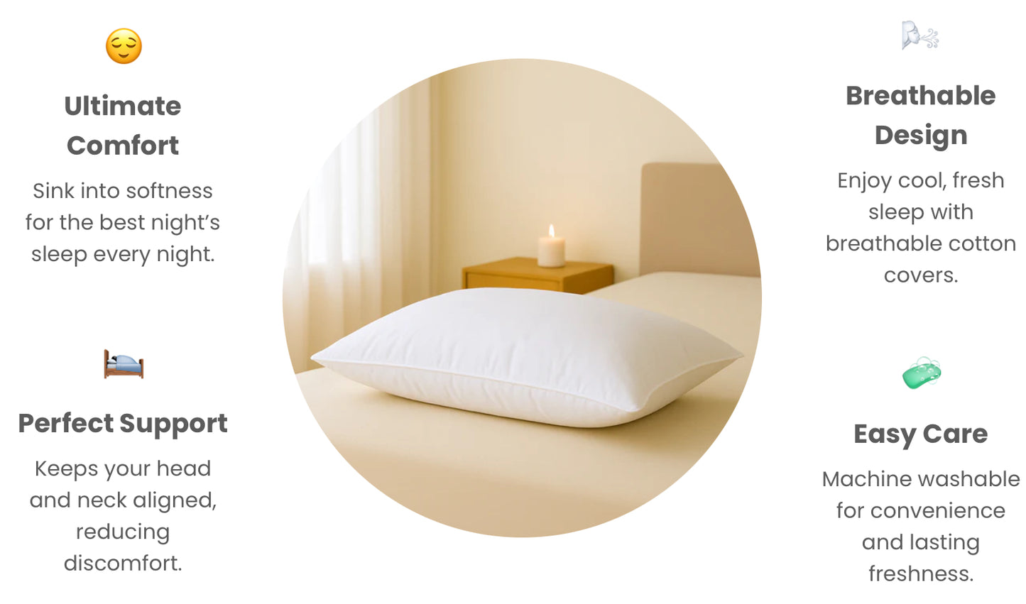 Hungarian White Goose Feather And Down Pillow Pair