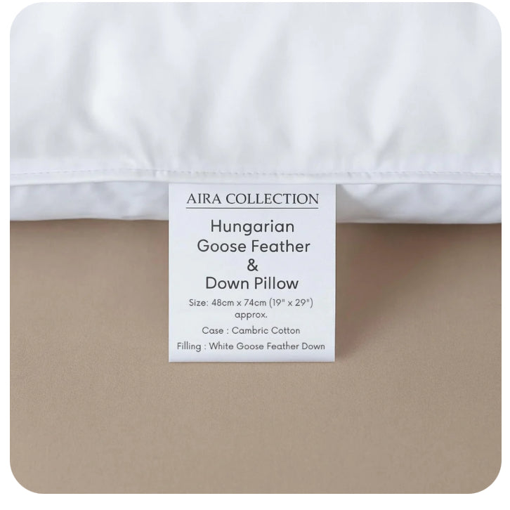 Hungarian White Goose Feather And Down Pillow Pair