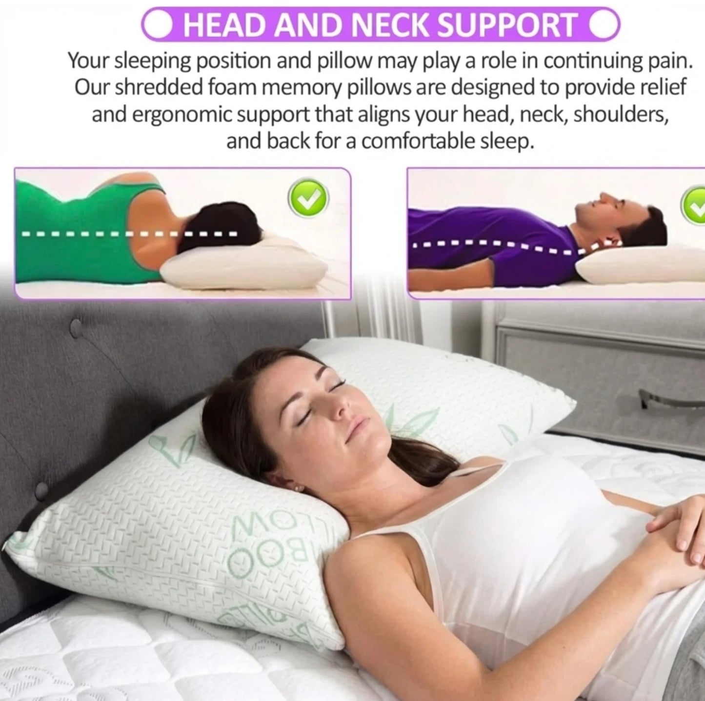 2 x Bamboo supportive pillows